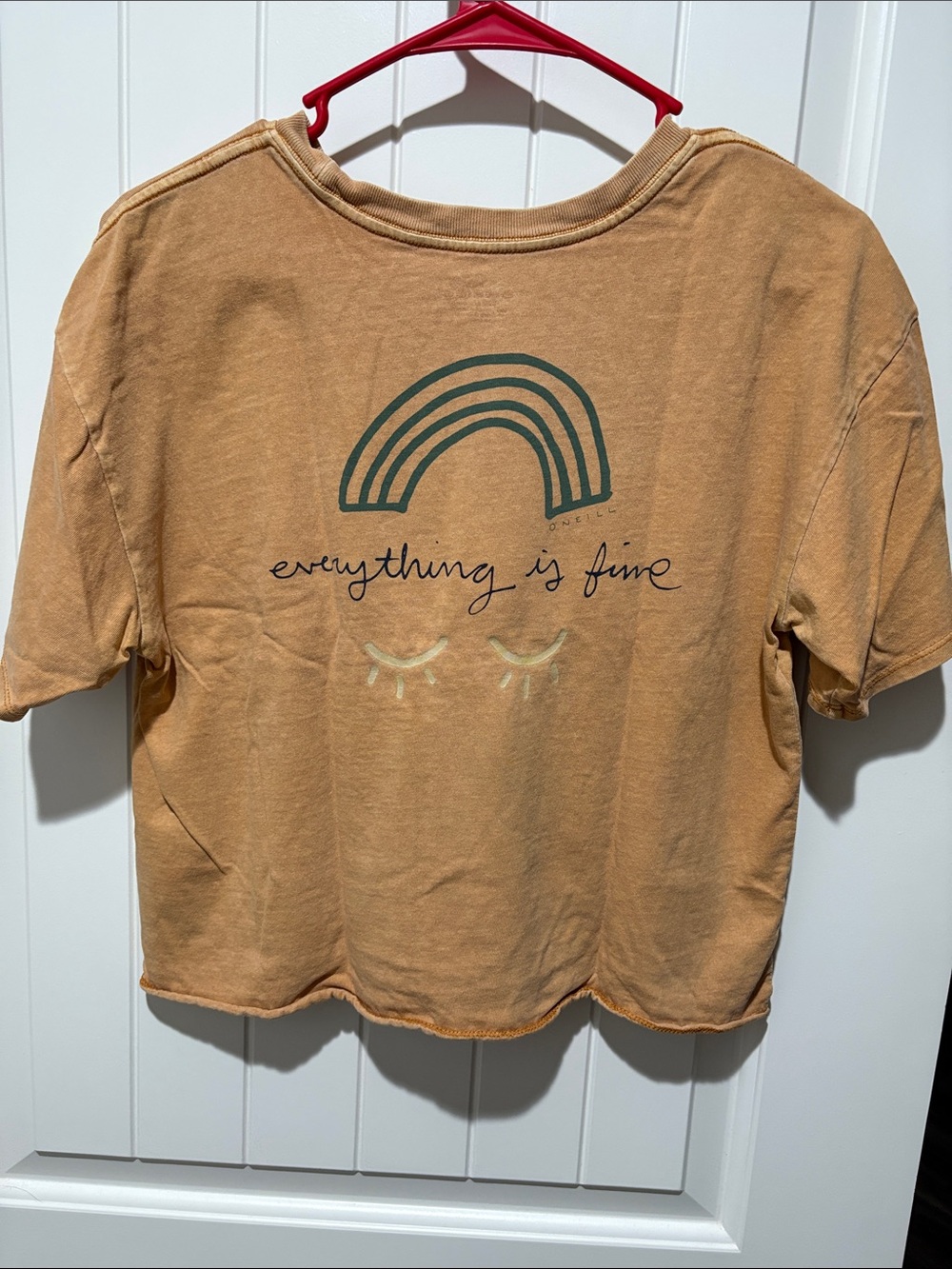 O'Neill Cropped Tee in Camel Brown with Eyelash - Picture 5 of 6